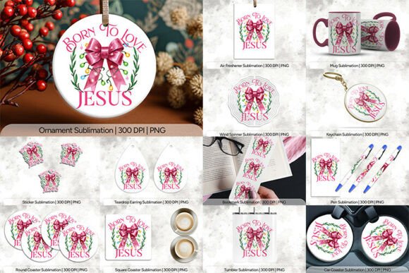Born to Love Jesus PNG Bundle for Crafts & Content Publishing