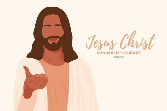 Brown Skin Jesus Minimalist Clipart Illustrations