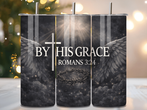 By His Grace Christian Cross Tumbler Wraps