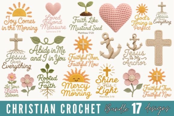 Christian Crochet Style PNG Bundle for Crafts