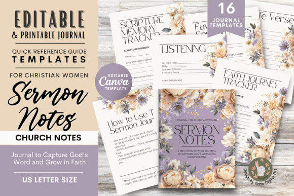 Christian Sermon Notes Journal No.101 Print Templates