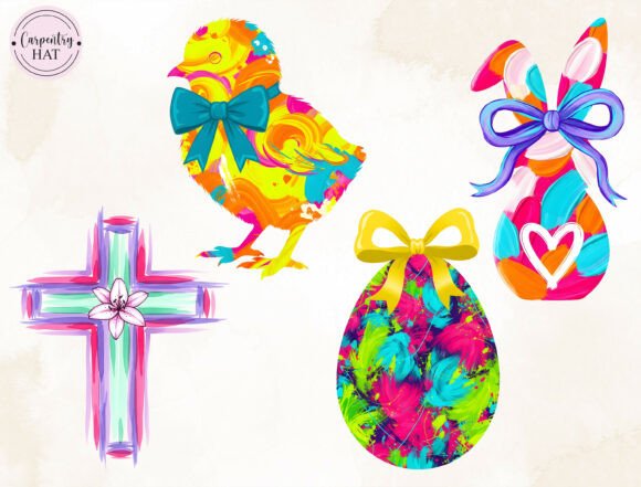 Colorful Easter Bundle PNG: Illustrations for Joyful Branding