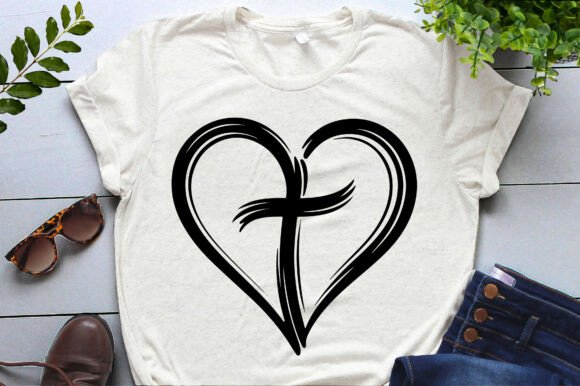 Cross with Heart Christian PNG SVG Crafts