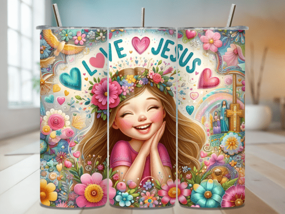 Cute Girl Love Jesus Tumbler Wrap