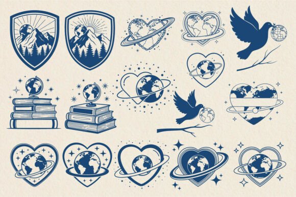 Earth SVG Bundle & Book Love SVG Heart for Crafts
