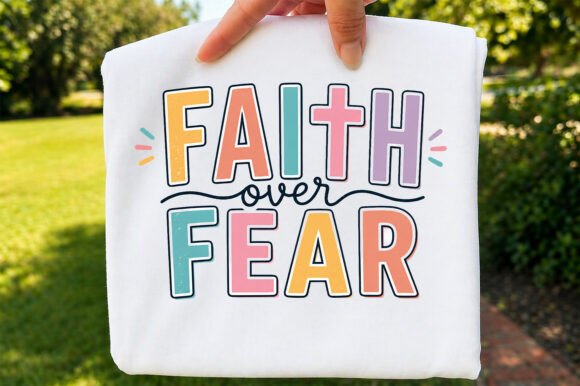 Faith over Fear PNG: Retro Christian Illustrations