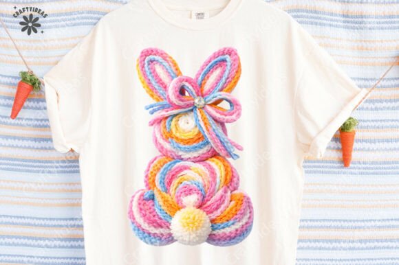 Faux Yarn Easter Bunny PNG Illustrations