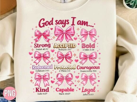 God Says I Am Pink Bow Christian PNG — Crafts Asset Review