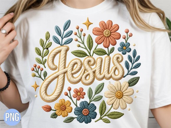 Jesus Direct to Garment Floral Text PNG for Crafts