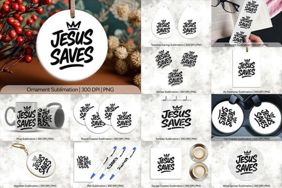 Jesus Saves Sublimation PNG Design for Crafts