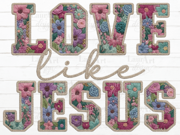 Love Like Jesus Easter Faux Embroidery Illustrations