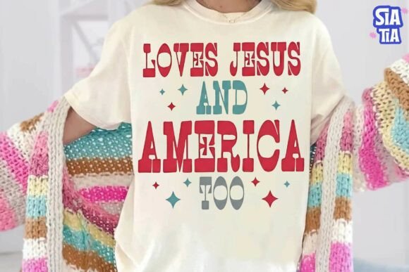 Loves Jesus and America Too PNG Design Illustrations