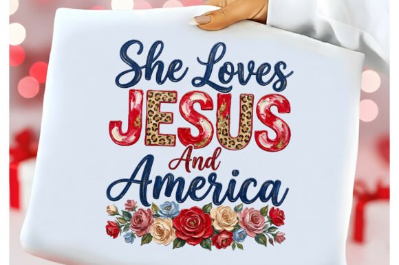 Patriotic She Loves Jesus & America Illustrations