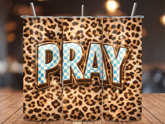 Pray Leopard Print Christian Tumbler PNG & Tumbler Wraps