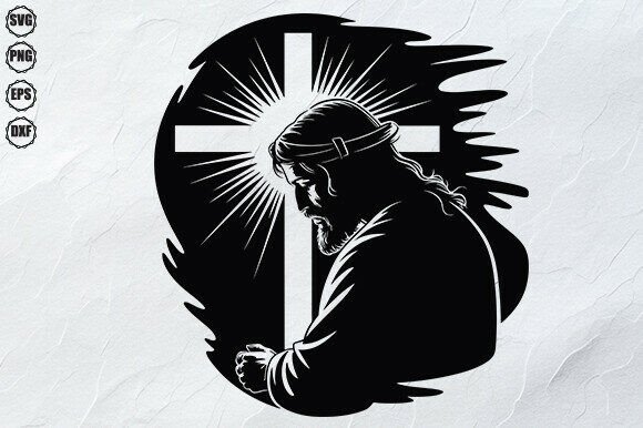Praying Jesus Cross SVG Christian Faith for Crafts