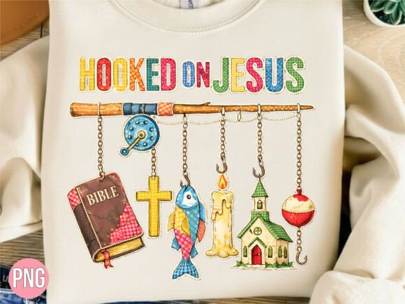 Religious Hooked on Jesus Fishing PNG for Crafts