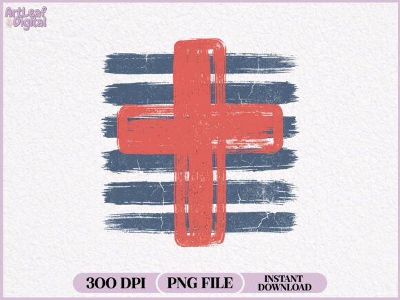 Retro Christian Cross Stripe PNG